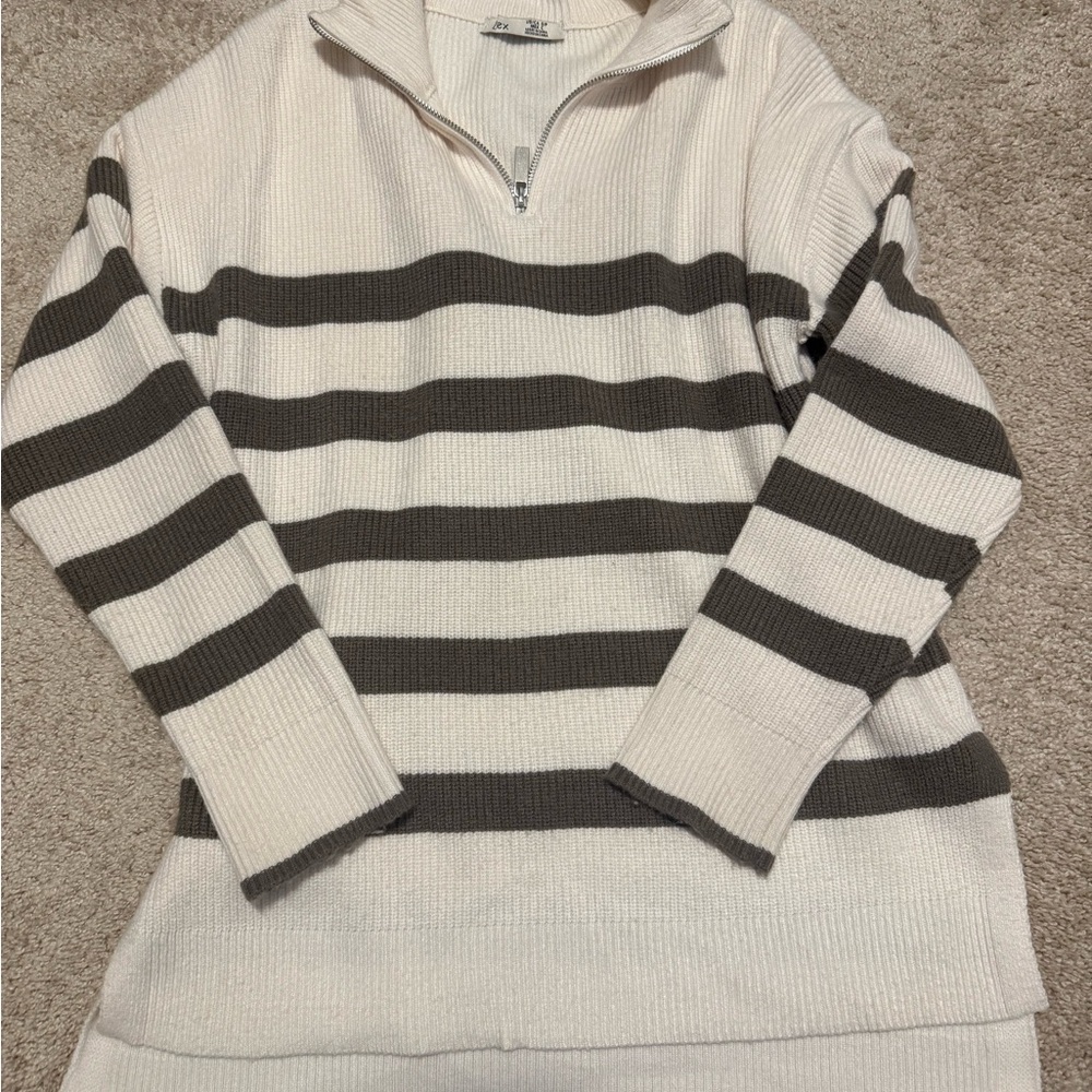 Striped Quarter Zip Sweater